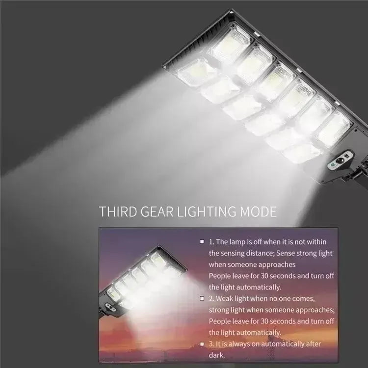 Pack X3 Foco Luminaria Para Pared Exterior Led Solar 400w  Negro