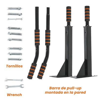 Barra De Dominadas Figoimport Para Pared Con Doble Agarre, Negro, Soporta 300 Kg