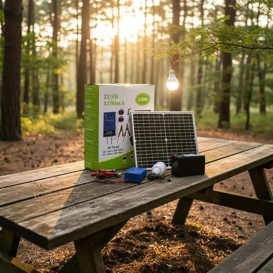 Estación De Energía Portátil Figoimport Pro 220w Con Panel Solar Y Linterna Led
