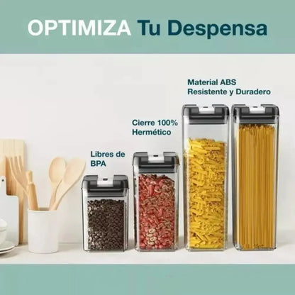 Set De 7 Contenedores Hermeticos De Plastico Cocina Despensa Negro