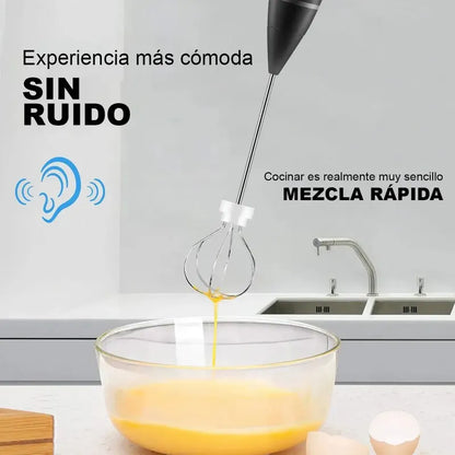 Pack X2 Mini Batidor Revolvedor De Café Y Espuma Leche Negro