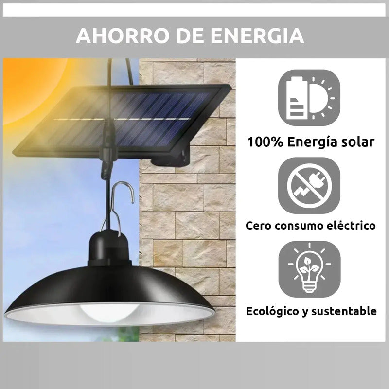 Lampara Led Solar Colgante 120º Con Control 120w 1 Unidad Negro