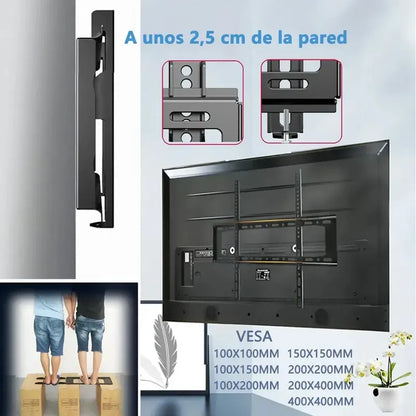 Base Mural Para Smart Tv 26 A 63 Pulgadas Acero Reforzado Negro