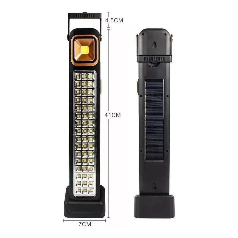 Lámpara 48 Led Solar Foco Luz Emergencia Recargable  Negro