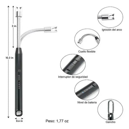 Encendedor Eléctrico Recargable Portátil Usb Para Cocina Color Negro Surtido