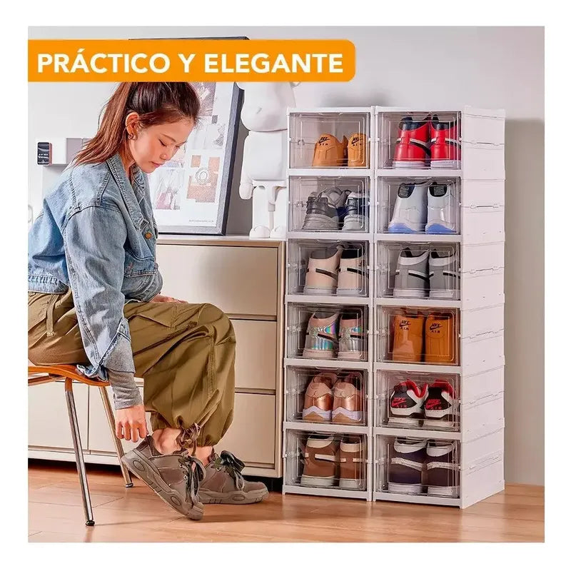 Zapatera Plegable De 6 Niveles Organizador De Almacenamiento Blanco