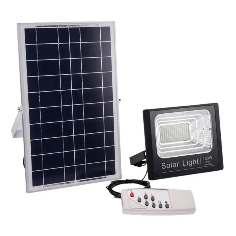 Foco Solar Led 100w Con Control Remoto Exteriores