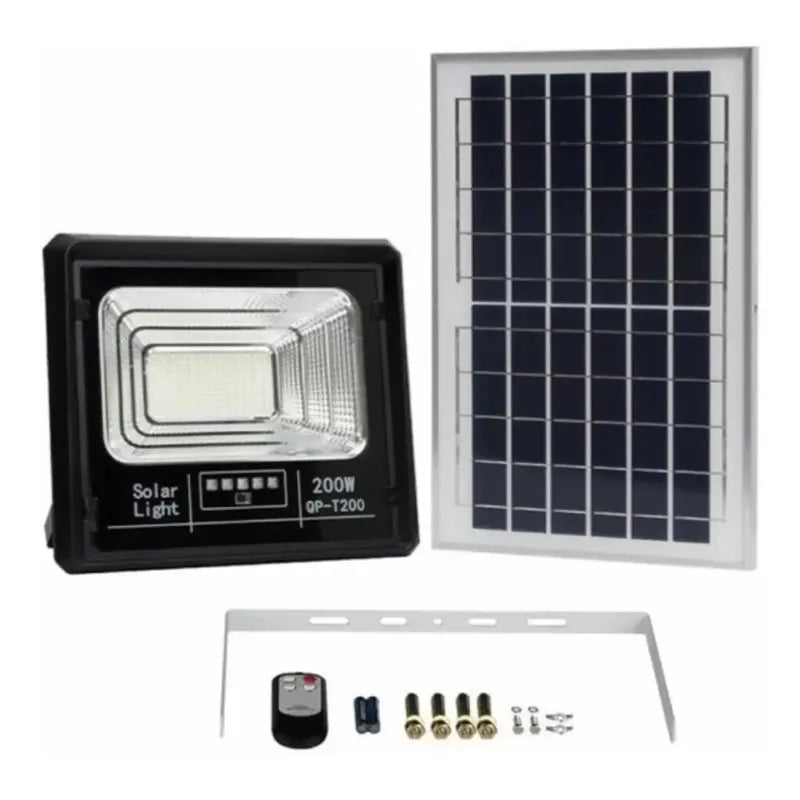 Foco Solar 200w + Panel Solar + Control + Kit De Instalacion
