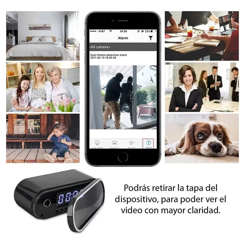 Reloj Despertador Cámara Oculta 1080 Wifi Detecta Movimiento