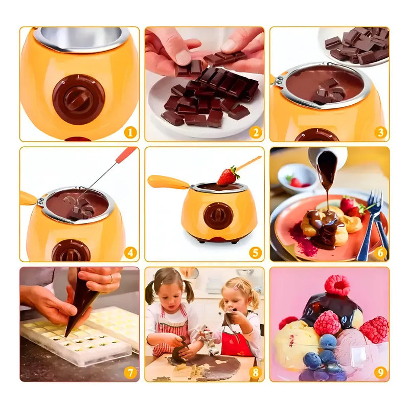 Maquina Donas + Fondue Chocolate Negro Y Amarillo