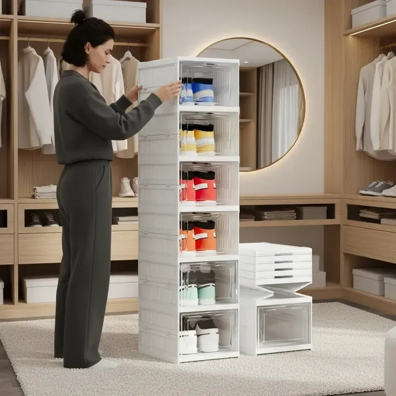 Zapatera Plegable De 6 Niveles Organizador De Almacenamiento Blanco