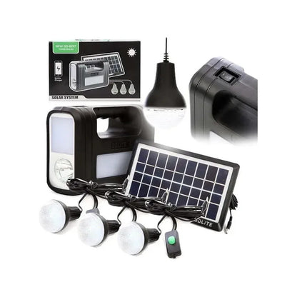 Kit Solar De Camping Luz Emergencia Usb 3ampolletas Blanco Frío