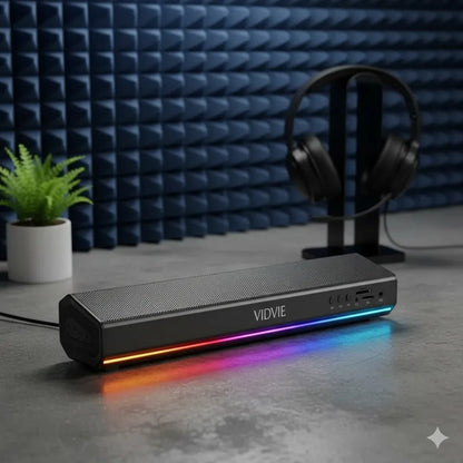 Barra De Sonido Inalambrica Rgb Bluetooth Parlante Pc Tv Negro