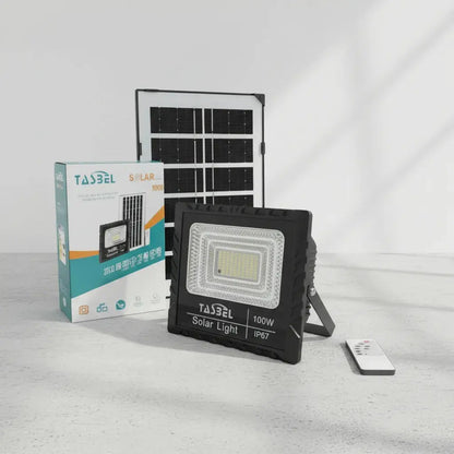Foco Led Solar 100w Pro Reflector Exterior Impermeable Ip67 Con Control Remoto Carga Automatica Figoimport Negro Blanco Frío