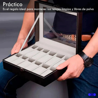 Estuche Organizador Para 12 Relojes Con Almohadillas Negro