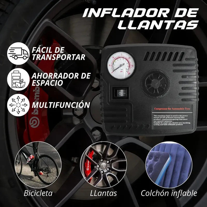 Partidor Powerbank Cargador Bateria Auto Y Inflador Rueda