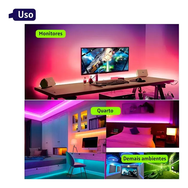Luces Led Tira Rgb Multicolor Con Adaptador Control Remoto Rgb