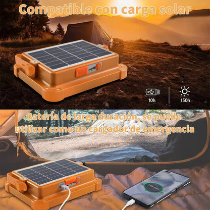 Reflector Led Solar Portátil De 1000 W Para Exteriores Con Power Bank Naranja Blanco Frío/blanco Cálido