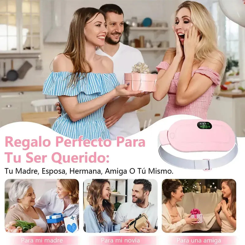 Cinturón Calentador Usb Para Cólicos Menstruales Con Masaje Y Terapia De Calor Abdominal Portátil Rosa
