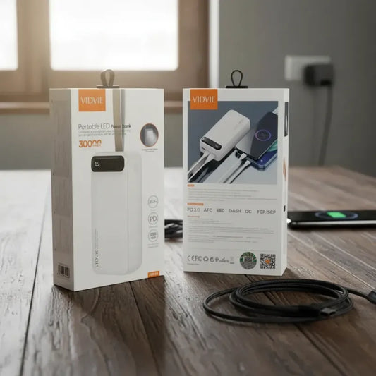 Powerbank Vidvie 30000 Mah Cargador Portatil Viaje Premium Blanco