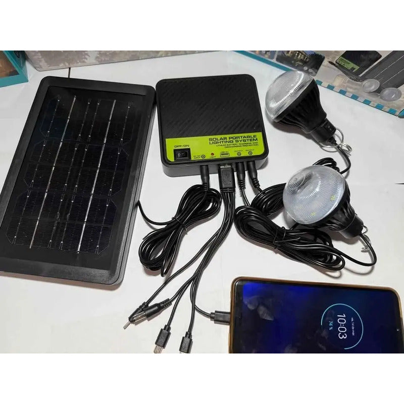 Luz De Emergencia Solar Irm 2 Ampolletas Panel 2a Negro