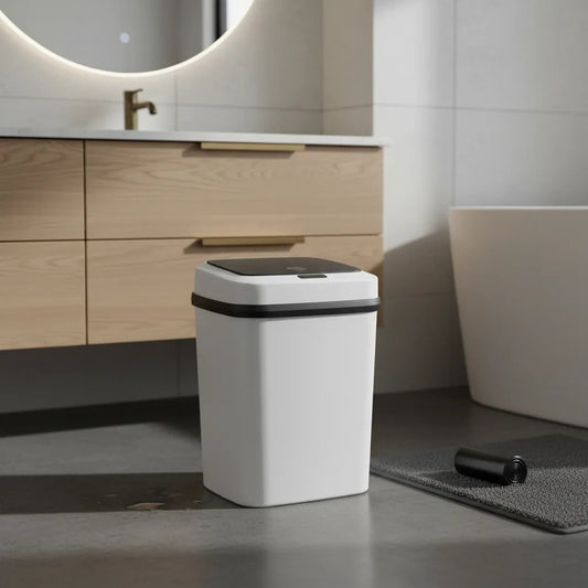 Cubo Bote De Basura Automatico Inteligente Con Sensor Figo Blanco