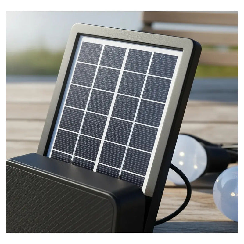 Luz De Emergencia Solar Irm 2 Ampolletas Panel 2a Negro