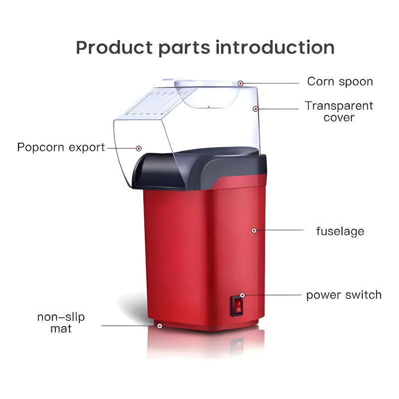 Maquina Para Hacer Cabritas Popcorn Libre De Aceite 1200w  Rojo-negro