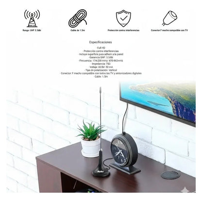 Antena Tv Digital Hd  Con Iman Interior / Exterior Pack X3
