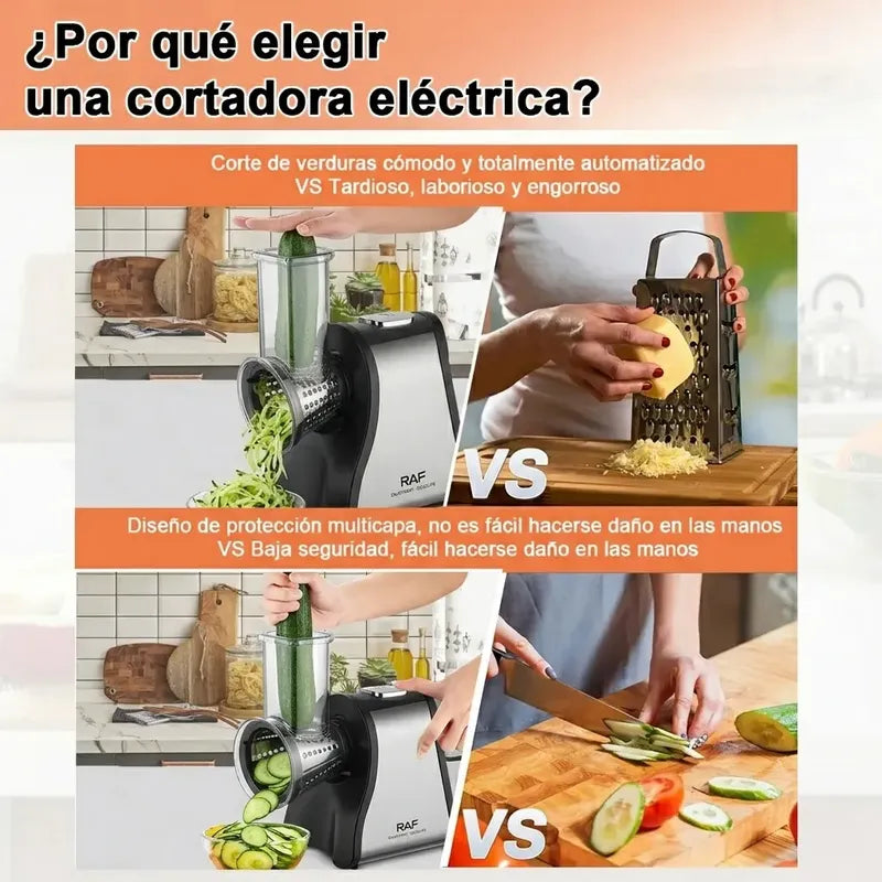 Rallador Eléctrico Cortador De Verduras Utensilios De Cocina Negro