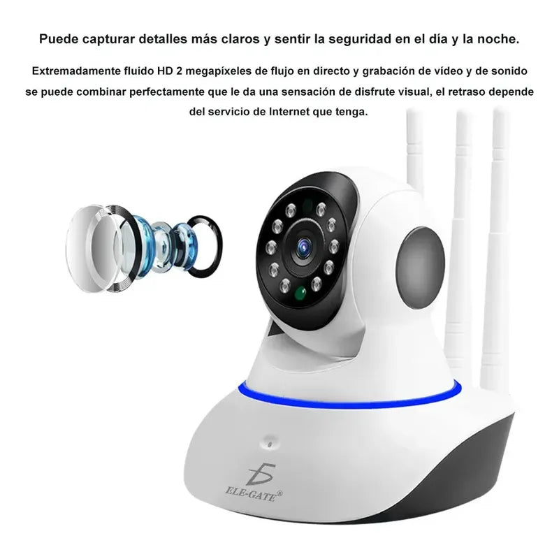 Cámara Robótica Ip 360° Hd Con Visión Nocturna Y Audio Blanco