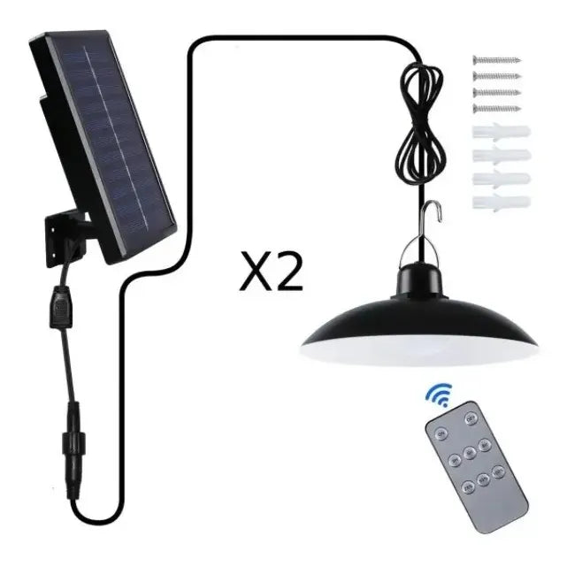 2 Lamparas Led Solar Colgante 120º C/ Control 90lm/w Negro