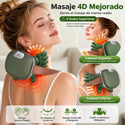 Masajeador Cervical Electrico Termico Cuello Espalda Hombro Verde Oscuro