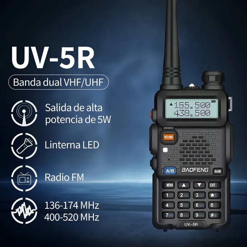 Walkie Talkie Baofeng Uv-5r Largo Alcance 10km 128 Canales Negro