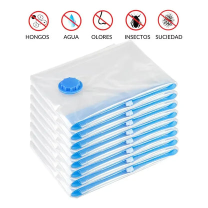 Pack De Bolsas Al Vacío Reutilizables Figoimport Para Ropa Y Edredones (12 Unidades)