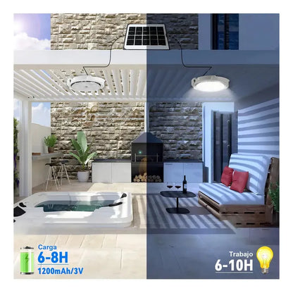 Luz De Techo Redonda Para Exteriores Solar 500w Con Sensor Blanco