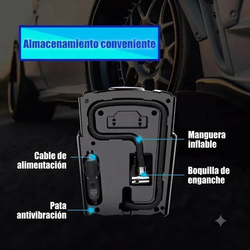 Inflador Digital 12v Para Auto Con Display Compacto Figonew Negro 50 Hz/60 Monofásica