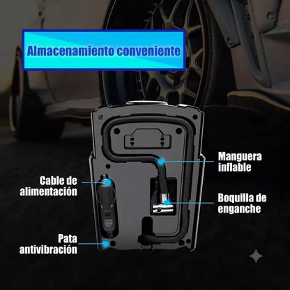 Inflador Digital 12v Para Auto Con Display Compacto Figonew Negro 50 Hz/60 Monofásica