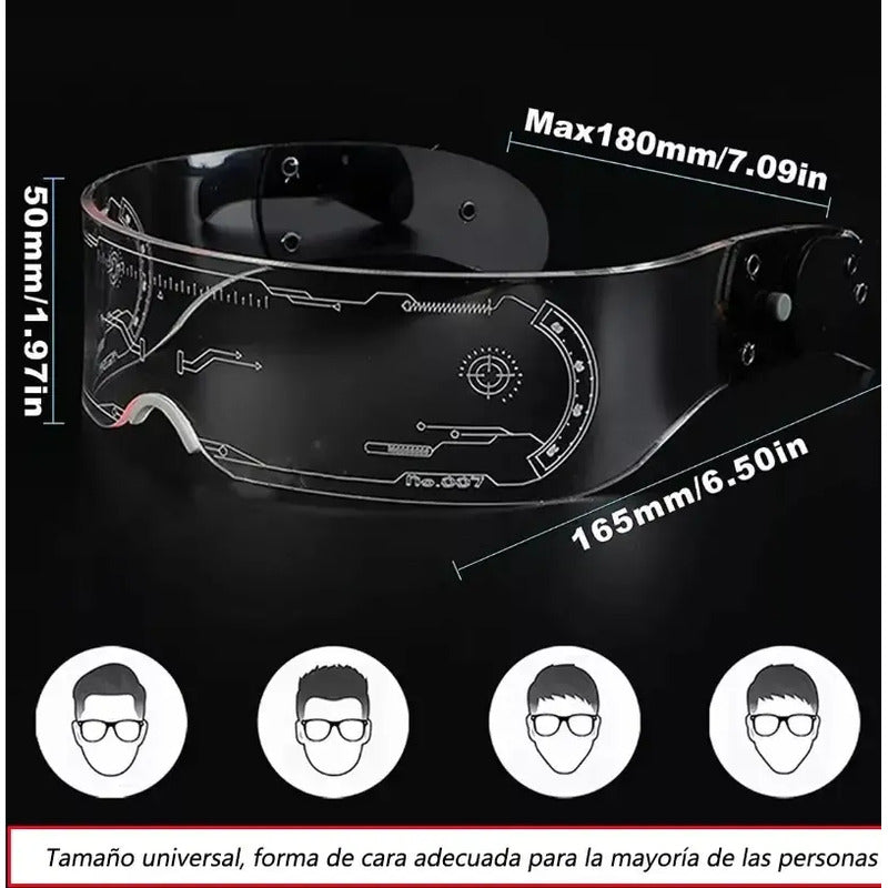 Lentes Luminosas Led Con Efectos De Luz Para Fiestas Y Eventos  Recargables Usb Transpartente Lujo