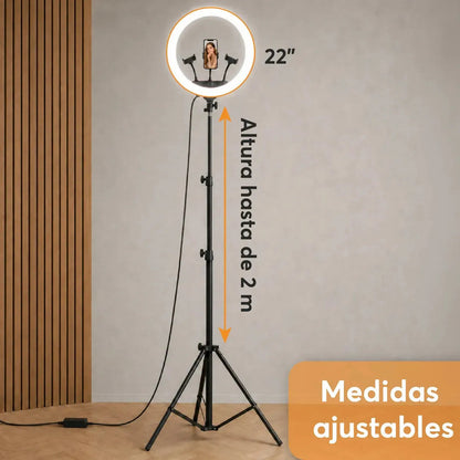 Aro De Luz Led Suave Para Fotografia Con Soportes Celular Fi Negro Luz Cálida - Luz Fría Luz Amarilla