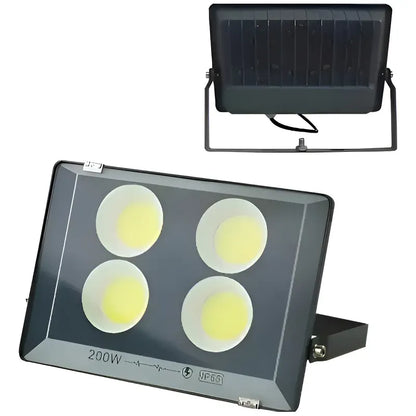 Foco Led Reflector Plano Cob Led 200w  Negro Blanco Frío