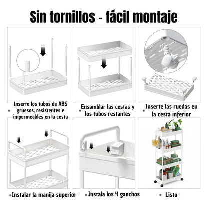 Carrito Organizador 4 Niveles Delgado Blanco  Blanco