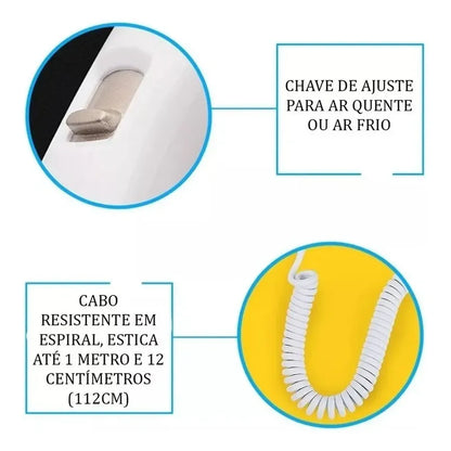 Secador De Pelo 1300w Con Soporte Y Puerto Usb Cargador Blanco