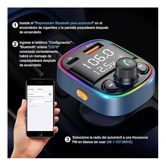 Transmisor Fm Bluetooth Cargador Auto Generic Pd-qc30