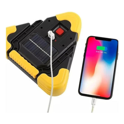 Triángulo De Seguridad Figo Con Luces Led Solares Y Soporte Para Camioneta