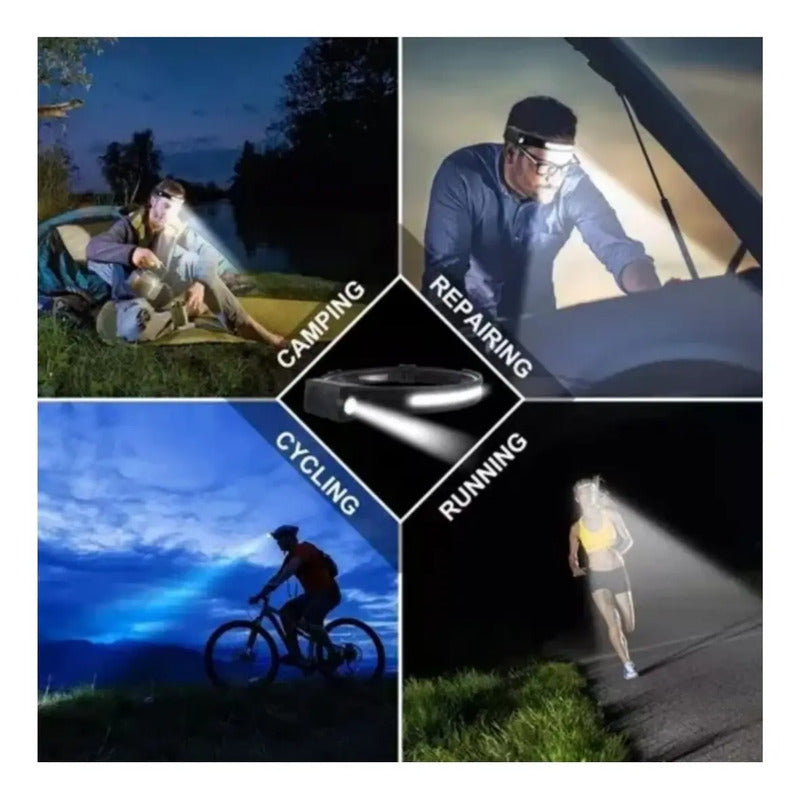 Linterna Led Cintillo Con Sensor Montado En La Cabeza Color Blanco
