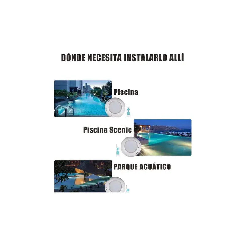 Foco Led Rgb De Piscina Subacuático Con Control Remoto Ip68 De Figoimport