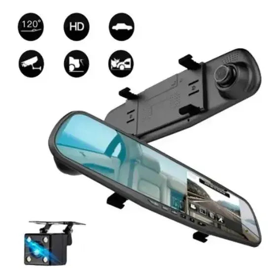 Espejo Retrovisor Con Cámara Frontal Y De Retroceso Hd Para Auto