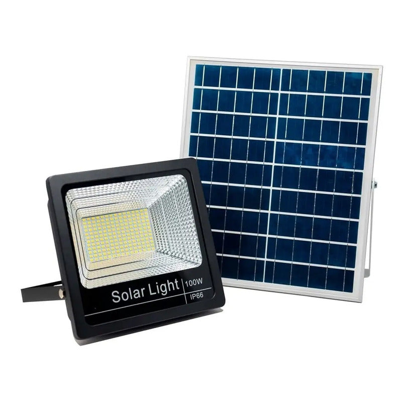 Foco Led Solar 100w Luminaria + Control Remoto Y Panel