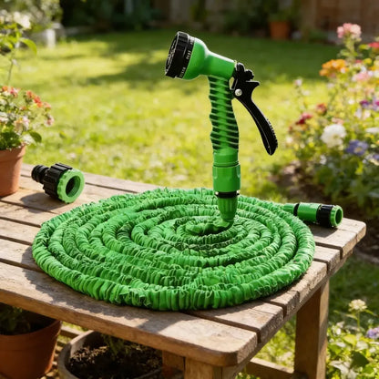 Manguera Retráctil Expandible Magic Hose 45m Verde Jardín Conecta Pitón Verde